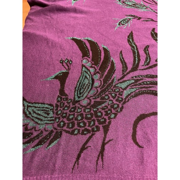 Paul Simon Peacock Poncho OS Purple Teal Artsy Boho Wearable Art - Picture 14 of 14
